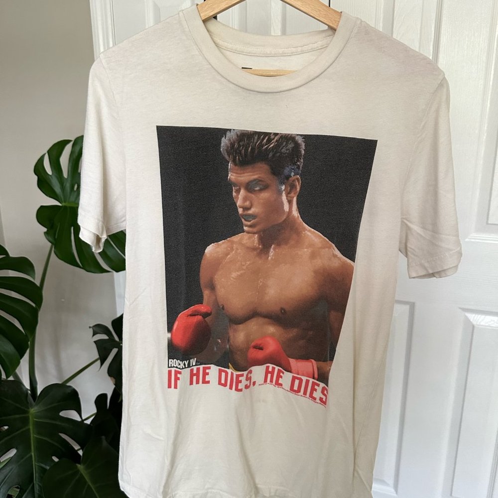 Rocky Graphic T-Shirt If‎ He Dies, He Dies, Medium